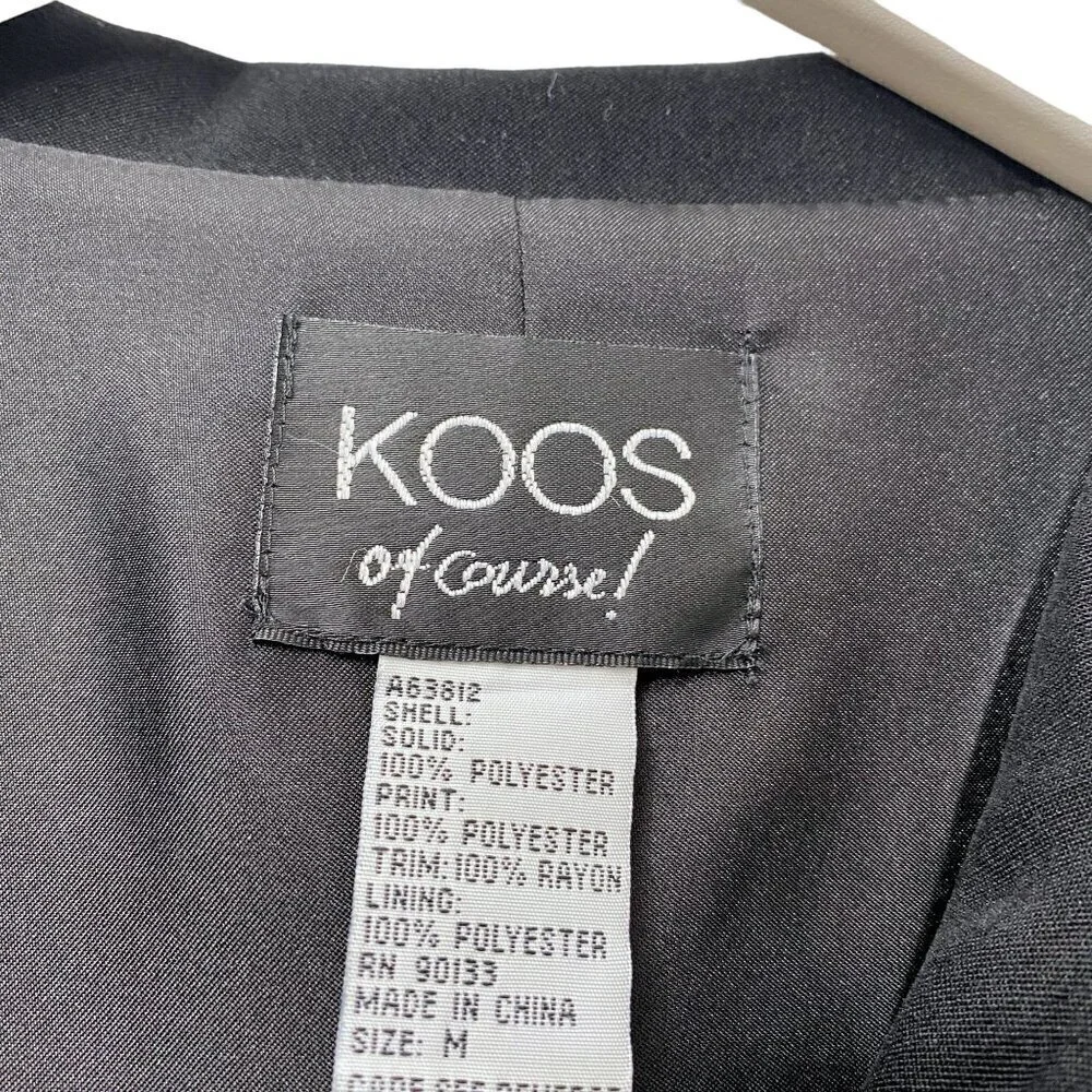 KOOS of Course! Womens Jacket Medium Black Orange Colorblock Boho Artsy Vintage